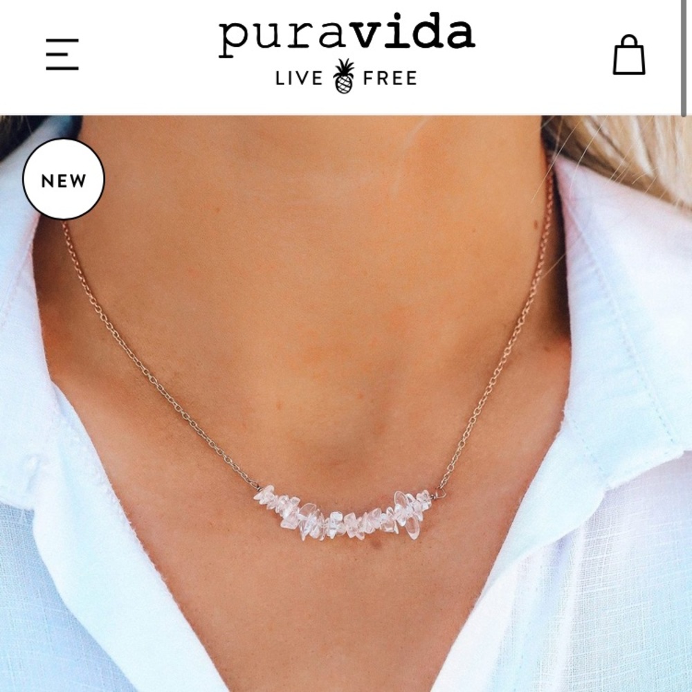 Pura Vida Clear Quartz Chip Choker